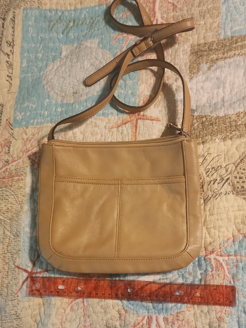 Tignanello Tan Leather Crossbody Bag - Classic Everyday Shoulder Bag